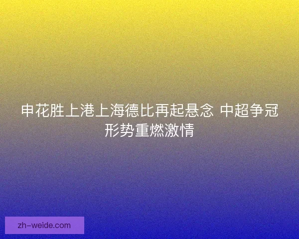 申花胜上港上海德比再起悬念 中超争冠形势重燃激情 申花胜上港上海德比再起悬念 中超争冠形势重燃激情